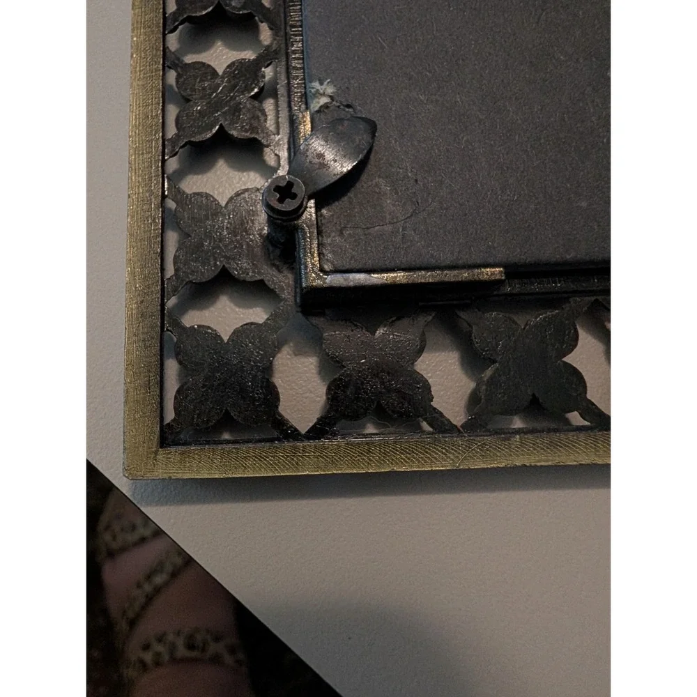 Ornate Metal Picture Frame Blue White Enamel Flowers Rhinestone Floral 5x7